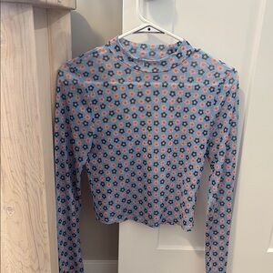 Floral Long Sleeve Top - Blue and Orange